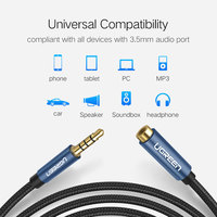 UGREEN 3,5mm Stecker auf Buchse Verlängerungskabel mit Mikrofon Stereo-Audio-Adapter Kompatibel für iPhone iPad Smartphones Tablet