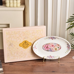 Assiettes à poisson de luxe personnalisées en gros, série florale Anna, vaisselle haut de gamme pour banquets de mariage - Product Image 1