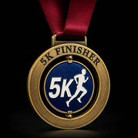 Médaille de Marathon Personnalisée 5K 10K, Médaille de Finisseur en Alliage de Zinc Or Argent Bronze, Récompense Sportive avec Ruban, Faible MOQ 2026