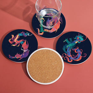 แผ่นรองแก้วเซรามิกฝูเจี้ยน ขนาด 10.3 ซม. ทรงกลม ซึมซับน้ำได้ดี สำหรับโต๊ะน้ำชาและโต๊ะอาหาร ลายการ์ตูน - Product Image 2