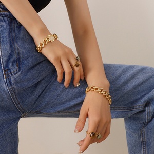 2024 Wholesale Anti-Allergy High Polish PVD Gold Plated Stainless Steel Moissanite <b>Cuban</b> Bracelet - Product Image 5