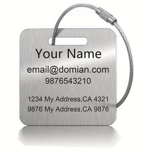 Custom Logo Luggage Tags Wholesale, Stainless Steel Label Tag with Strap, Low MOQ for Hotel & Corporate <b>Gifts</b> - Product Image 3