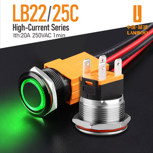 LANBOO Công Tắc Nút Nhấn Chống Nước Bằng Kim Loại 12Mm 16Mm 19Mm 22Mm Chốt IP67 Dòng Điện Cao Hoặc Tùy Chọn Tạm Thời 12V 24V 220V - Product Image 6