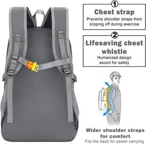 Mochila de senderismo informal ligera con diseño enrollable de moda portátil para cierre de cremallera de viaje promoción personalizada clásica - Product Image 5