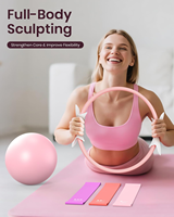 YWTB 2025 Penjualan Terlaris Bola Yoga Gym Pita Peregangan Kain Resistance Band Lingkaran Ajaib Yoga Pilates Ring Set Perlengkapan Kebugaran