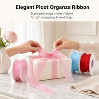 Rubans en polyester de 4 cm en rouleau, directement de l'usine, ruban en organza à bord picoté, rouleaux de ruban en vrac pour mariages, nœuds et artisanat