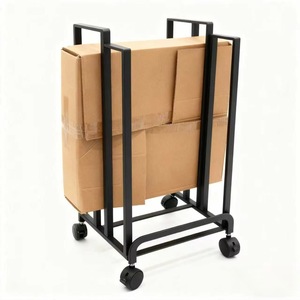 Customized Japanese Style <b>Wheeled</b> Cardboard Storage <b>Trolley</b> <b>4</b> PU Wheels Black Powder Coated Multi Purpose Portable Moisture - Product Image 3