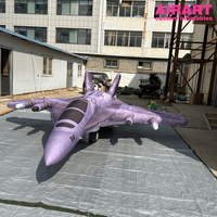 Modèle d'avion de chasse gonflable violet de 5 m avec double queue et double moteur pour exposition d'événements aéronautiques