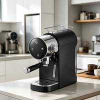 Machine à café expresso directe d'usine 1350 W, noire et blanche, avec écran tactile, mousseur à lait, réservoir d'eau de 1,1 L, appareil à café domestique