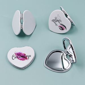 Espejos Cosméticos con Forma de Corazón, Espejos Plegables de Doble Cara de PU, Espejos Cosméticos de Marca Privada al por Mayor - Product Image 6