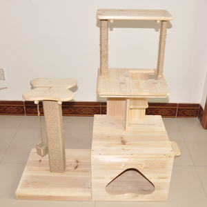 Vente en gros d'usine SDCT001 Arbre à chat en bois écologique Maison pour animaux de compagnie Salon Meubles pour animaux de compagnie Différentes tailles Motif imprimé Grand - Product Image 3