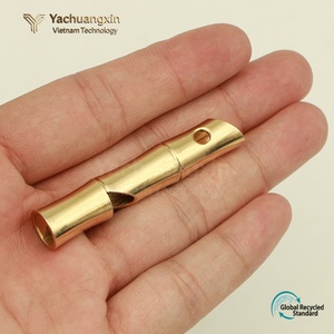 High Quality Brass & Copper Bamboo Knot Survival Whistle for Outdoor Tour Use-Retro Referee Design - Product Image 2