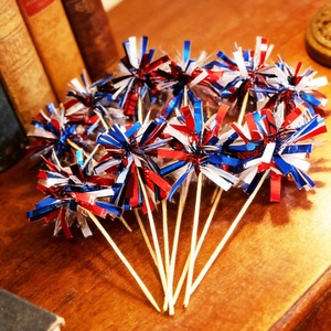 Fireworks Cake Decor Sticks Red White Blue 10 Pack Independence Day Party Dessert Table Toppers Disposable - Product Image 3