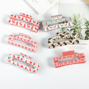 Ngọt Ngào Dễ Thương Cô Gái Kẹp Tóc Mới Giáng Sinh Tóc Claw Clip Đa Năng Tóc Clip Với Người Tuyết Tuần Lộc Chuông Mô Hình Cho Các Bên - Product Image 2