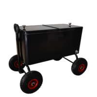 Chariot isotherme pliable 73L en métal, durable, avec roues et poignée de traction, pour l'extérieur
