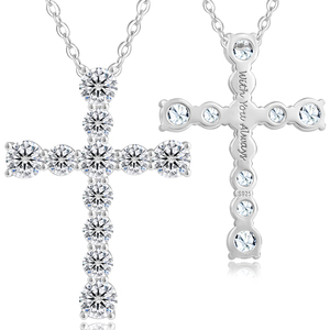 Collana con Ciondolo a <span class=keywords><strong>Croce</strong></span> USA in Moissanite da 1,4ct VVS e Argento Sterling 925, Gioiello Religioso Cristiano di Fede con Gesù per <span class=keywords><strong>Uomo</strong></span> e Donna, Idea Regalo di Compleanno - Product Image 1