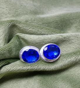 Boutons de manchette tendance et magnifiques en forme ovale, en tanzanite faite à la main, en argent sterling 925, bijoux de luxe pour hommes - Product Image 3