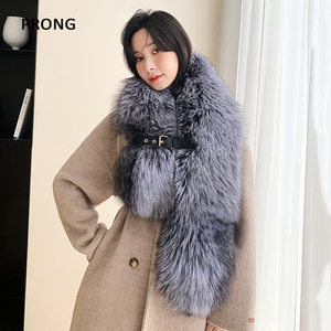 Large Size Luxury Real Fox Fur Breathable Solid Color <b>Scarf</b> Winter <b>Neck</b> Warmer Genuine Fur Shawls for Women - Product Image 3