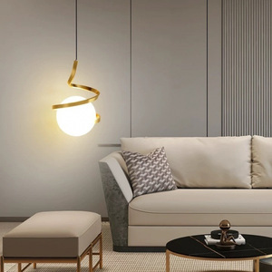 JACKSUN Suspension Moderne Dorée, <span class=keywords><strong>Globe</strong></span> en Verre, Lustre, Applique Murale d'Accent, Petite Suspension Simple Tête pour Chevet - Product Image 3