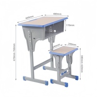 Ensemble bureau et chaise pour étudiants en bois réglable en hauteur de haute qualité et moderne pour les salles de classe du collège