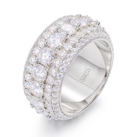 Iced Out Moissanit-Diamant Herren Kubanischer Diamantring 18k Vergoldeter Messingring für Hip-Hop-Rapper-Schmuck