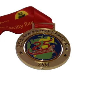 収納メダルカスタム2Dメタルオレンジガールスポーツゴールドランフィニッシャーメダルリボン付き収納メダル