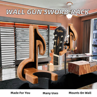 Support mural moderne en bois à un seul niveau pour armes à feu, épées, arcs et outils à main, multifonctionnel pour la chasse et les jouets