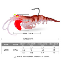 Leurre souple à tête SL081-Jig pour crevettes 6G 13G 19G Leurre artificiel en silicone pour la pêche aux crevettes, au bar et au brochet