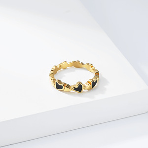Trendy heart-shaped drip <b>ring</b> for women, <b>titanium</b> steel gold-plated, sweet and cool style, niche and high-end pinky <b>ring</b>. - Product Image 4