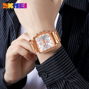 Skmei Square Men's Quartz Watch 30M Waterproof Chronograph Luminous Date Stainless Steel Bracelet - Product Image 4