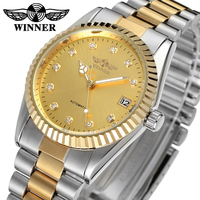 Jam Tangan Pria Winner Brand Mini Gold Mewah OEM Otomatis Desain Skeleton Mekanik Laris Manis