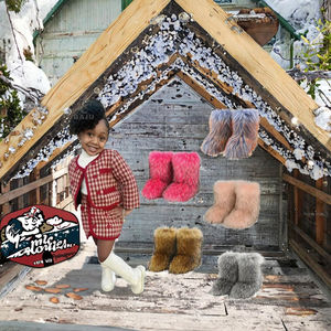 Botas de Nieve de Lujo Antideslizantes para Niños, Botines de Piel Sintética Esponjosa, Diseño Sólido, Cierre Deslizante, Plantilla de Goma para Mayor Comodidad y Calidez - Product Image 3