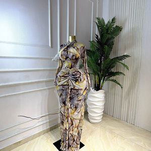 Abito da sera elegante N-Style 2026 per donna, stile europeo e americano, nuovo, lungo con stampa floreale, maniche lunghe - Product Image 1