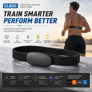 xBandi CL800 เครื่องวัดอัตราการเต้นของหัวใจแบบสายรัดหน้าอก บลูทูธ 5.0 ANT+ IP67 กันน้ำ สำหรับผู้ชาย ใช้ติดตามการออกกำลังกายสำหรับวิ่งและปั่นจักรยาน - Product Image 1