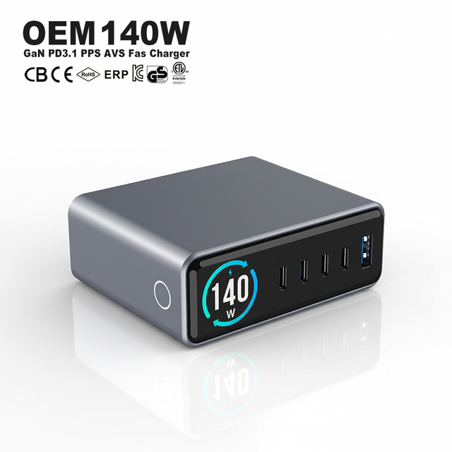 Desktop 140W Charger Usb c Fast Charge with Display PD3.1 PD Mobile Phone Charger Adapter Universal Gan 140W Fast Charger Type c