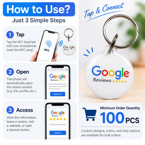 Porte-clés NFC pour partage sur les réseaux sociaux, 13,56 MHz RFID, étanche, PVC PET, carte de visite, avis - Carte-clé pour avis Instagram et Google - Product Image 4