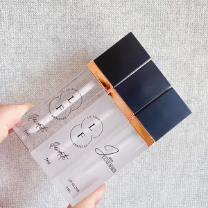 P-लैन ब्रांड स्टॉक 100pcs सफेद काले शीर्ष स्पष्ट पाले सेओढ़ लिया कस्टम Lipgloss ट्यूब फ्लैट 7ml खाली थोक लिप ग्लोस ट्यूब - Product Image 1