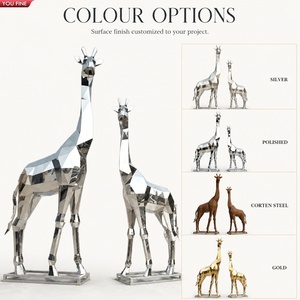 Sculpture de famille de girafes en acier inoxydable, géométrique abstraite, de grande taille, moderne, pour jardin <span class=keywords><strong>extérieur</strong></span>, YOUFINE - Product Image 6