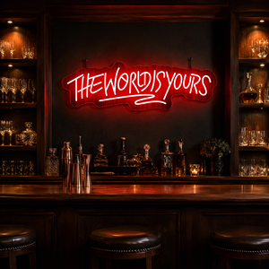 Transparent Acrylic THE WORLD IS YOURS Red LED <b>Neon</b> <b>Sign</b> <b>for</b> Bar and Man Cave Decor - Product Image 3