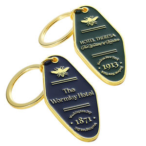 سلسلة مفاتيح جديدة وعصرية لعام <span class=keywords><strong>2026</strong></span> بتصميم مخصص ثنائي وثلاثي الأبعاد لغرف الفنادق، مطلية بالذهب ومزينة بالمينا بتصميم عتيق مع شعار الفندق - Product Image 2