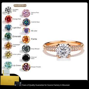 Anillos de Plata de Ley 925 con Moissanita de 1 Quilate, Estilo Princesa Bella, Chapados en Oro K, Diseño Italiano, Anillos de Moissanita de Colores - Product Image 3