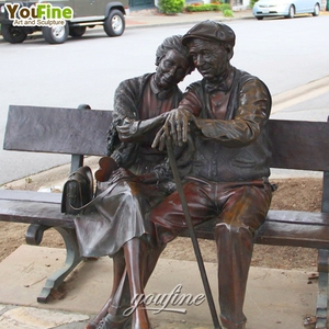 Cuộc Sống Kích thước ngoài trời đường phố trang trí kim loại ngồi vài Ông già và người phụ nữ tượng đồng - Product Image 3