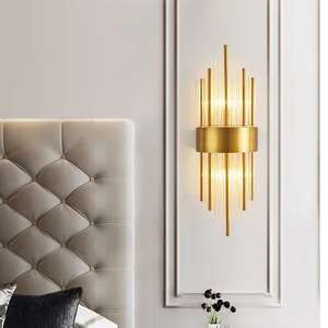 Aplique de lujo para decoración de nuevo diseño, iluminación montada en pasillo interior, escaleras, dormitorio, luces de pared doradas - Product Image 1