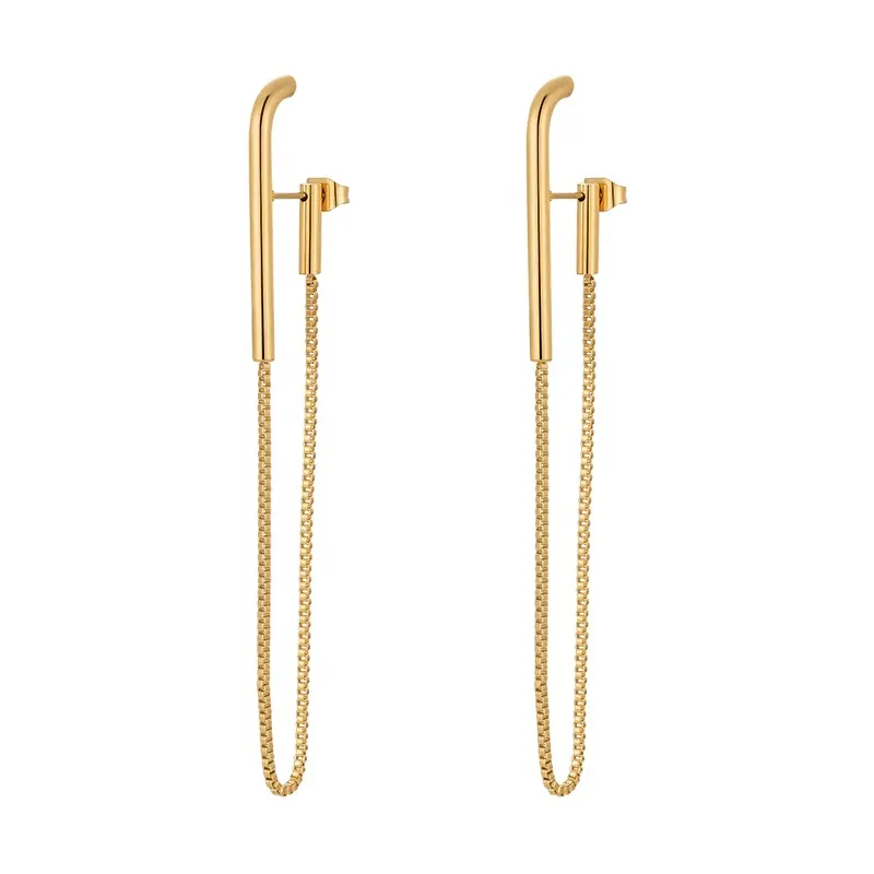 Orecchini pendenti con catena Piercing in acciaio inossidabile placcato oro 18 carati dal Design originale per orecchini regalo per feste da donna E221421