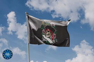 3x5 FT Vivid Color Pirate with Flowers <b>Flags</b> Made in EU for Outdoor Indoor Events - Product Image 2