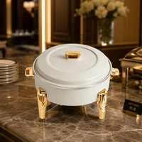 Chauffe-Plat de Luxe HADI pour Buffet d'Hôtel, Doré Blanc, Nouveau Design, 6L, Idéal pour Mariages et Fêtes