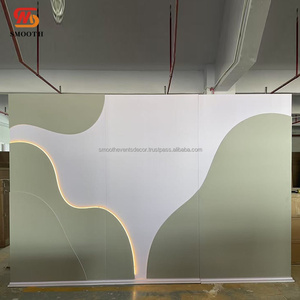 Suave recién llegado personalizado boda escenario telón de fondo pared Color verde múltiples capas Pvc telón de fondo pared con luz Led - Product Image 3