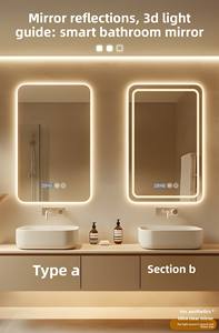 <span class=keywords><strong>Espejo</strong></span> Rectangular Iluminado <span class=keywords><strong>para</strong></span> Colgar en la Pared, <span class=keywords><strong>para</strong></span> Maquillaje, <span class=keywords><strong>Baño</strong></span>, con Luz LED y Antivaho - Product Image 4