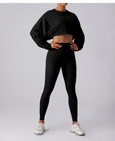 Ensemble de yoga 2 pièces pour femmes, haut court respirant et leggings - Léger, extensible dans quatre directions, séchage rapide, vêtements de sport pour la salle de sport