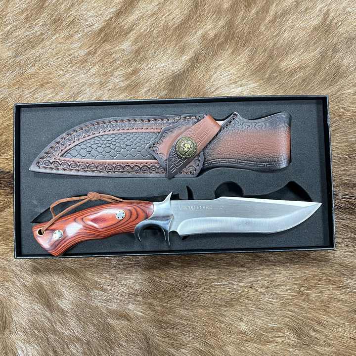 Premium O1 Steel Combat Knife with Burl Wood Handle